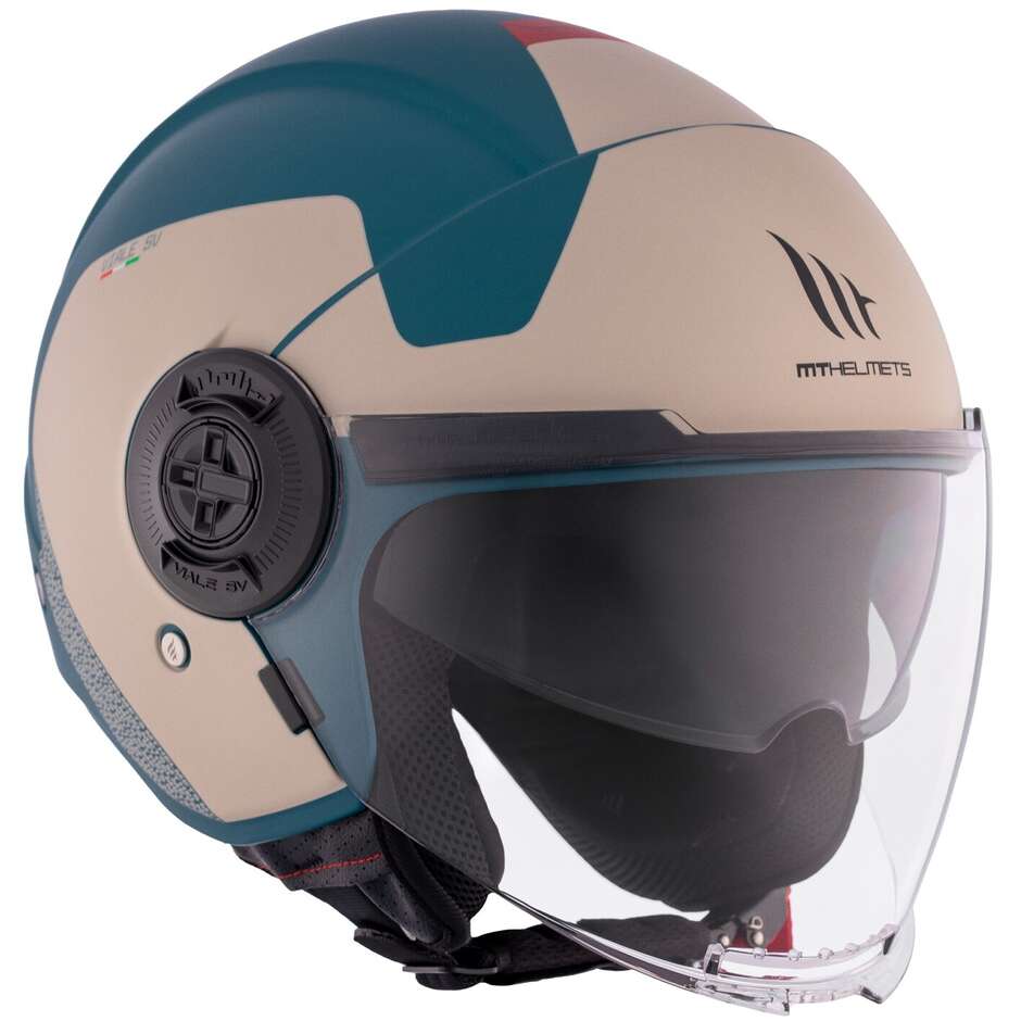 Casque de moto jet Mt Helmets VIALE SV S BETA E7 bleu mat
