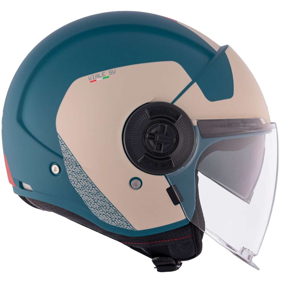 Casque de moto jet Mt Helmets VIALE SV S BETA E7 bleu mat