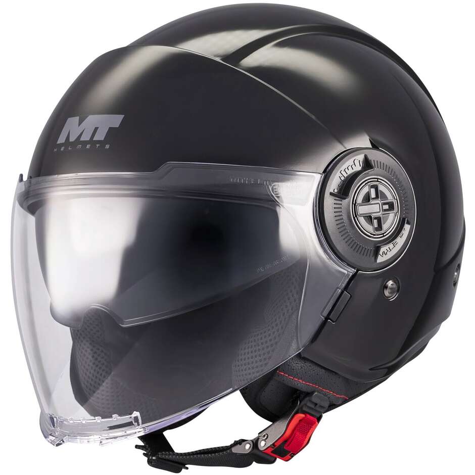 Casque de moto jet MT Helmets VIALE SV S PURE A1 Noir brillant