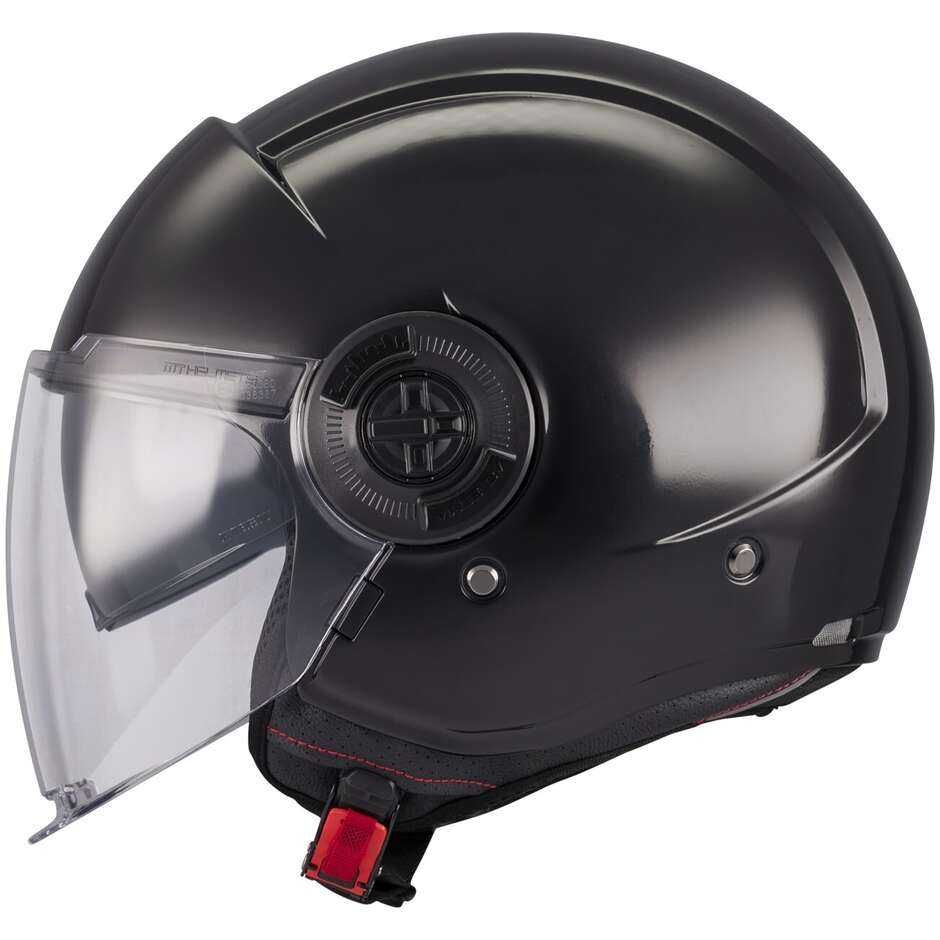 Casque de moto jet MT Helmets VIALE SV S PURE A1 Noir brillant