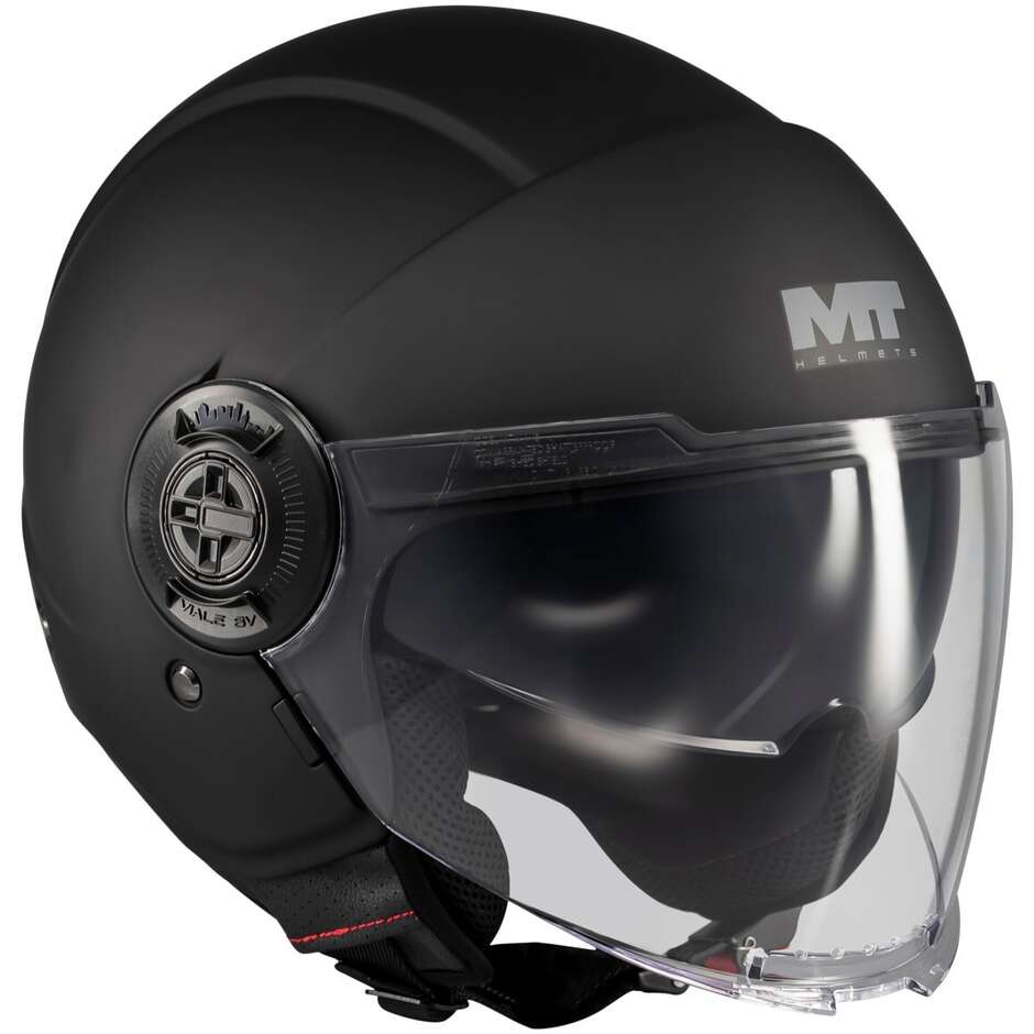 Casque de moto jet MT Helmets VIALE SV S PURE A1 Noir mat