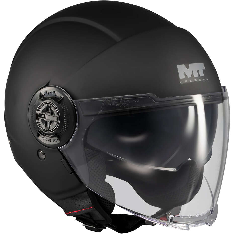Casque de moto jet MT Helmets VIALE SV S PURE A1 Noir mat