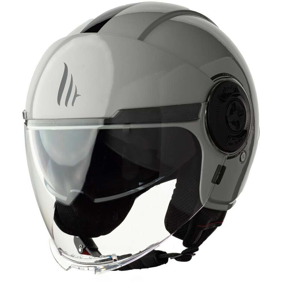 Casque de moto jet Mt Helmets VIALE SV S SOLID A12 gris brillant