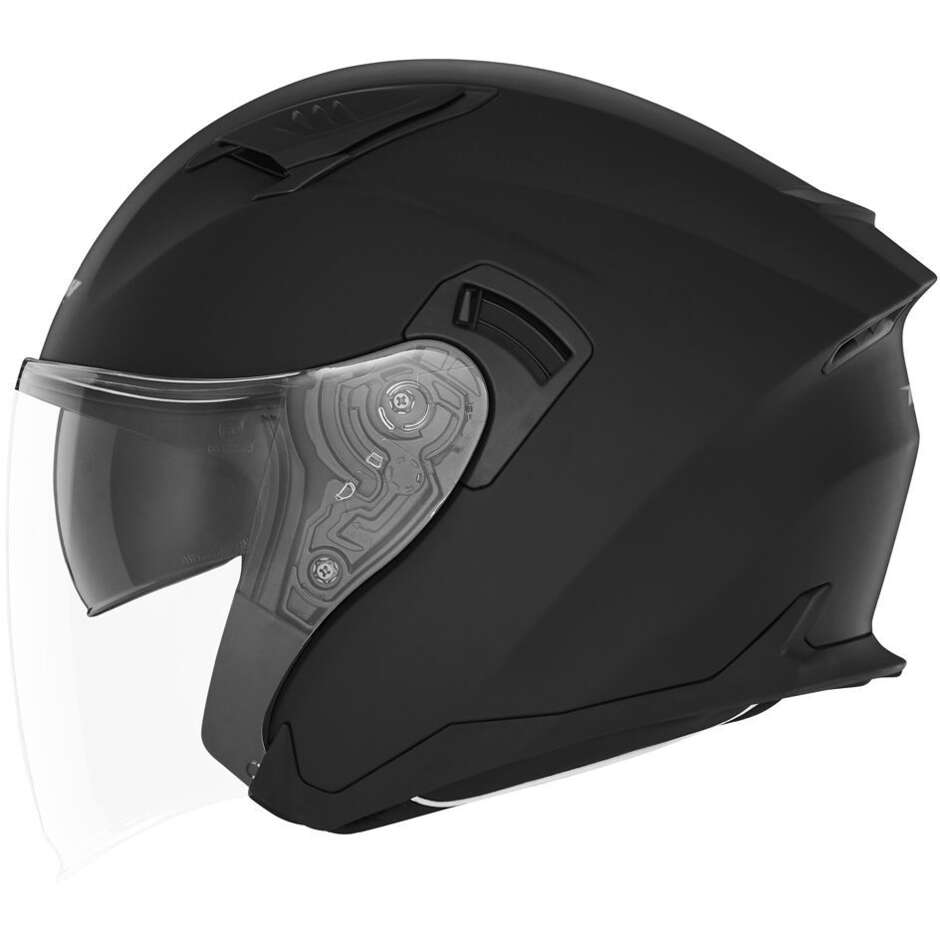 Casque de moto jet Nox N130 à double visière, noir mat