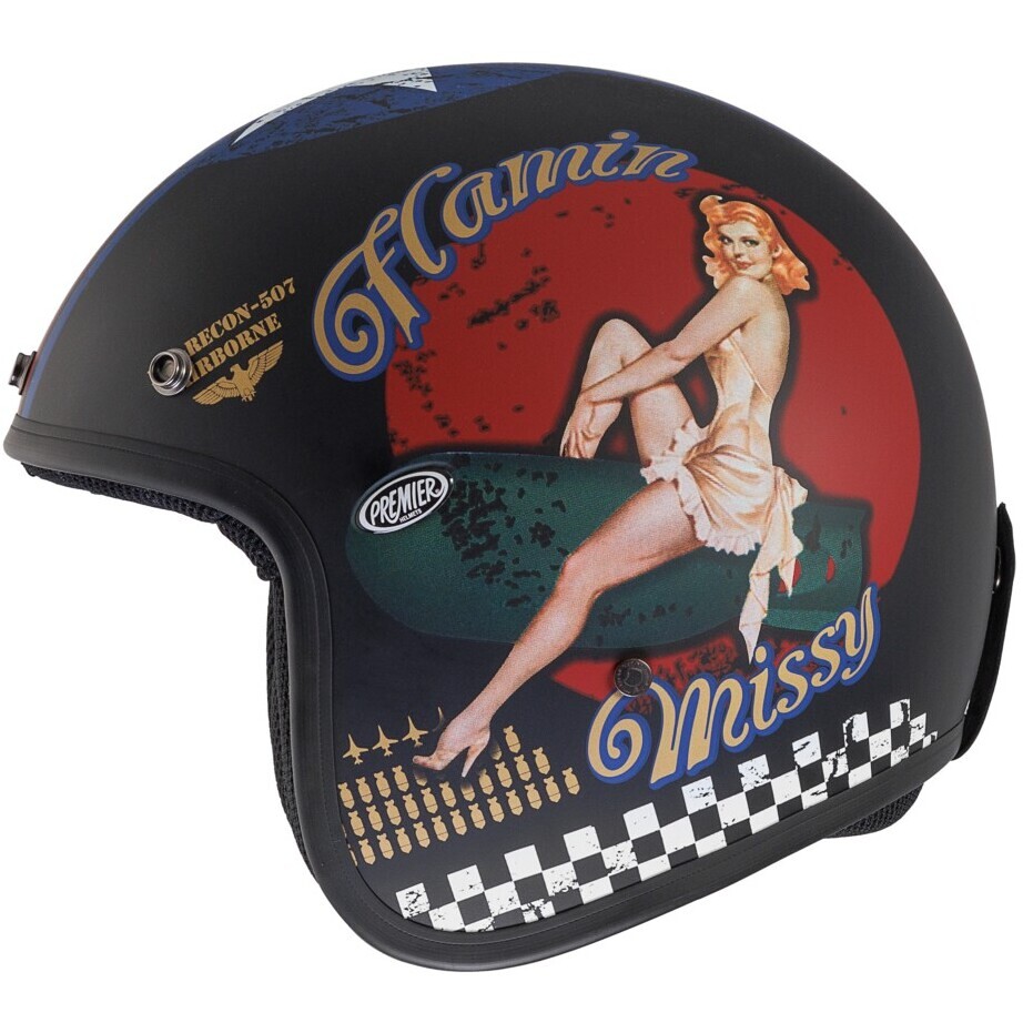Casque de moto Jet personnalisé Premier CLASSIC PIN UP 9 BM