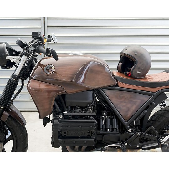 Casque de moto Jet personnalisé vintage en fibre Cgm 170 CHALLENGE brun mat