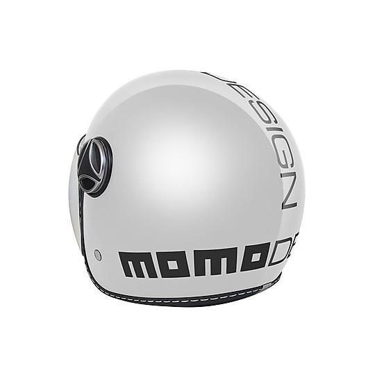 Casque de moto Jet pour enfant Momo Design JET-BABY blanc brillant autocollant noir