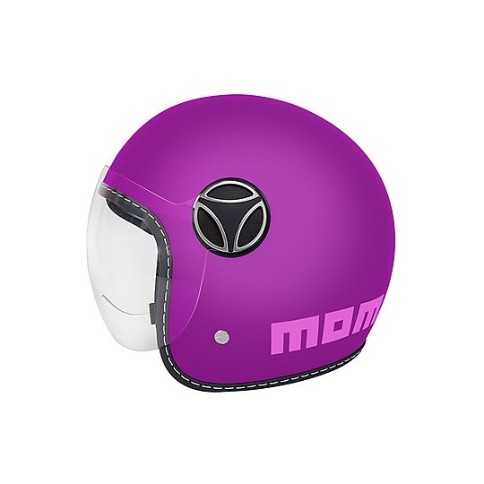 Casque de moto Jet pour enfant Momo Design JET-BABY mat violet autocollant rose