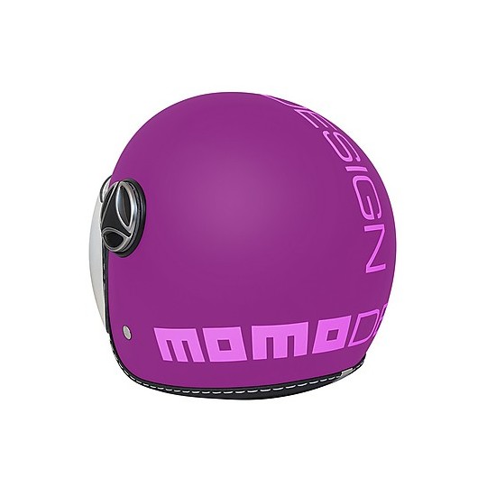 Casque de moto Jet pour enfant Momo Design JET-BABY mat violet autocollant rose