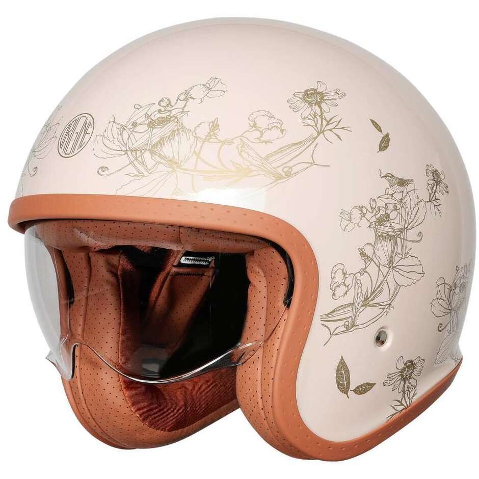 Casque de moto jet rose SPIRIT STOIC Café Racer d'origine