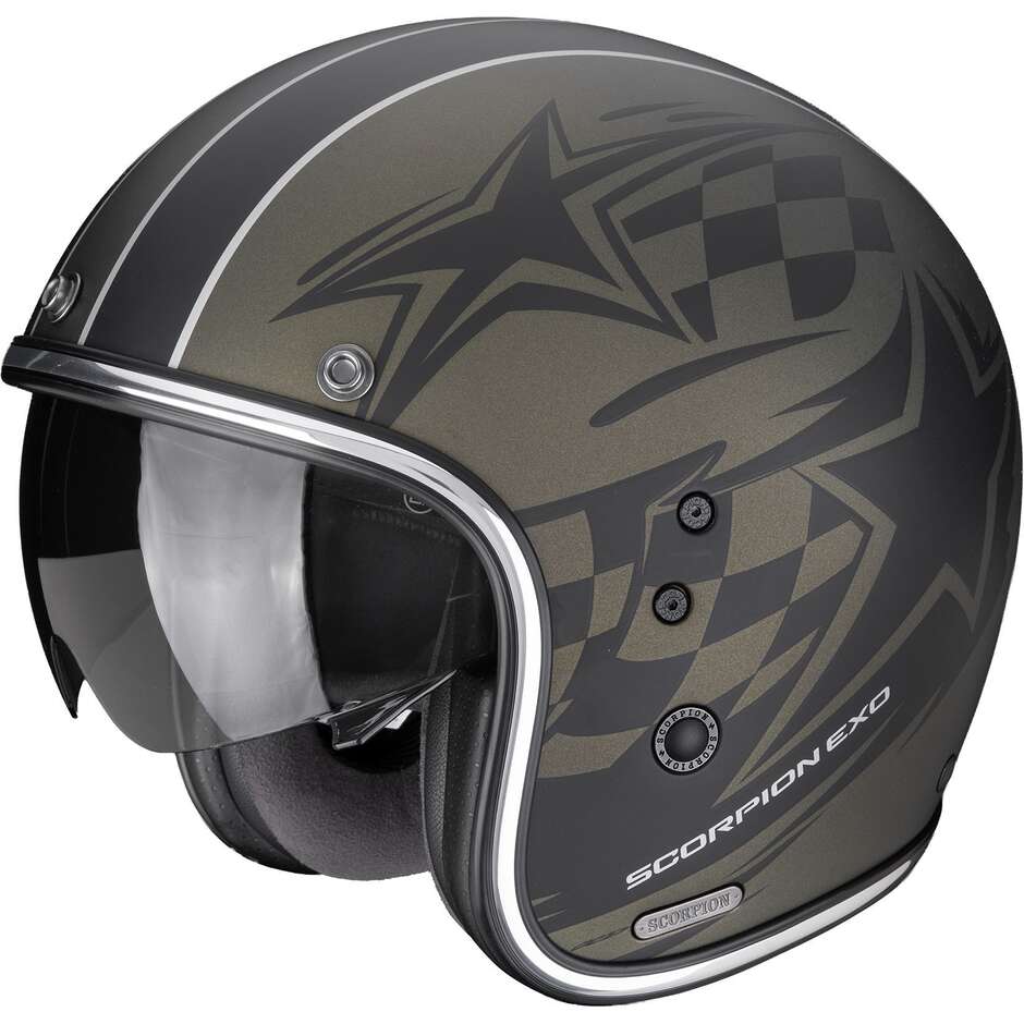 Casque de moto jet Scorpion BELFAST II FLAGSTONE vert mat noir
