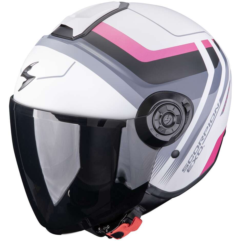 Casque de moto jet Scorpion EXO-CITY II SPORT gris mat rose