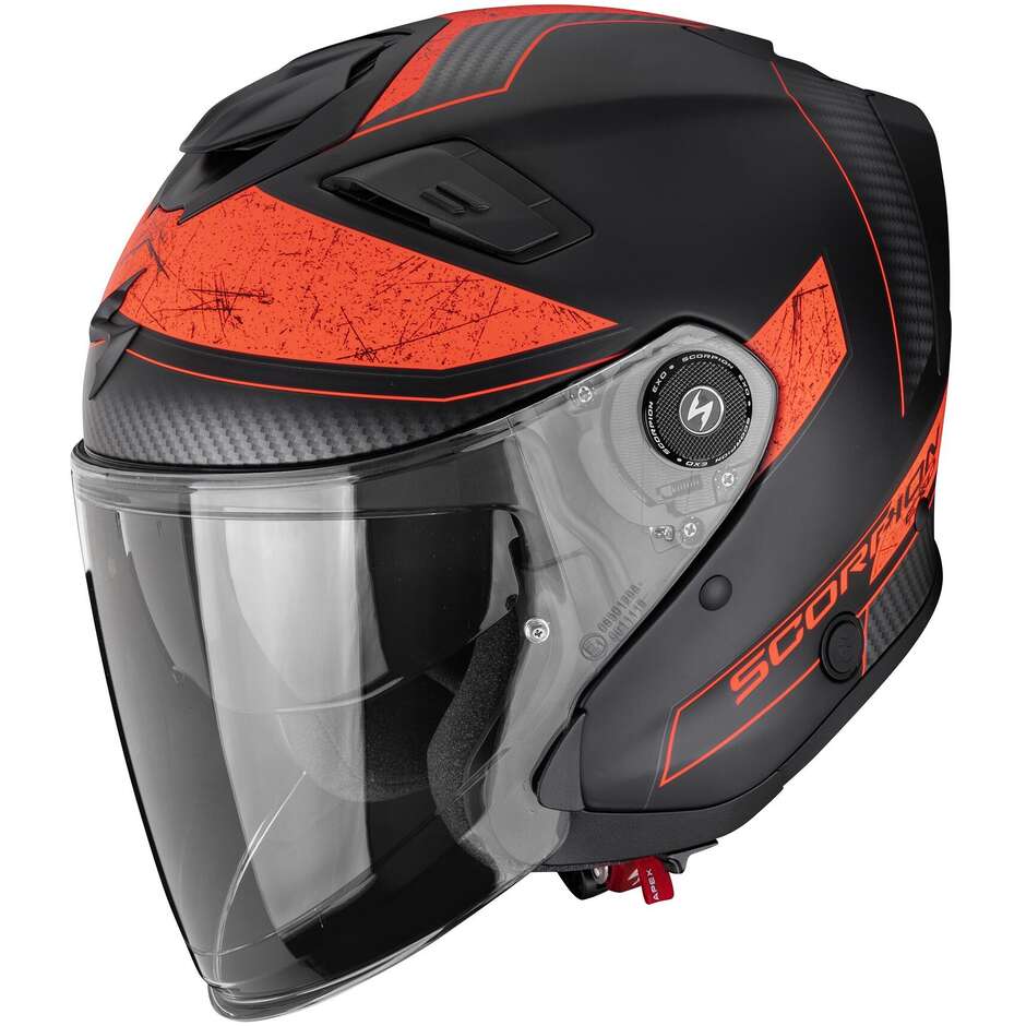 Casque de moto jet Scorpion EXO-GT JET CREST Noir mat Rouge