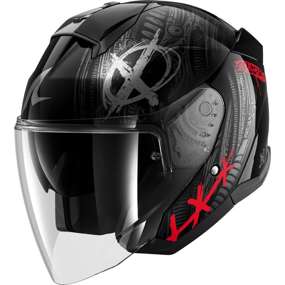 Casque de moto jet Shark SKWAL JET SHIEVER Noir Anthracite Rouge