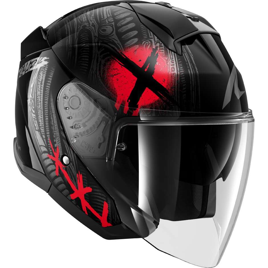 Casque de moto jet Shark SKWAL JET SHIEVER Noir Anthracite Rouge