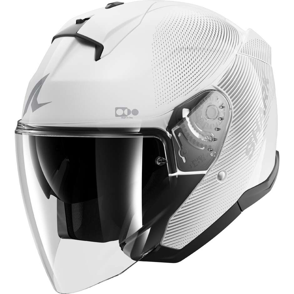 Casque de moto jet Shark SKWAL JET SP LYNE blanc argent