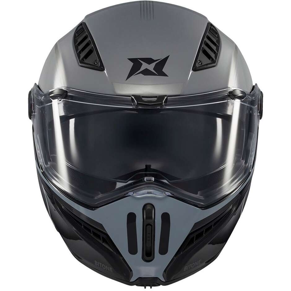 Casque de moto modulable Axxis FU409 SV Ghostfighter Bitone C2 Noir brillant Gris	