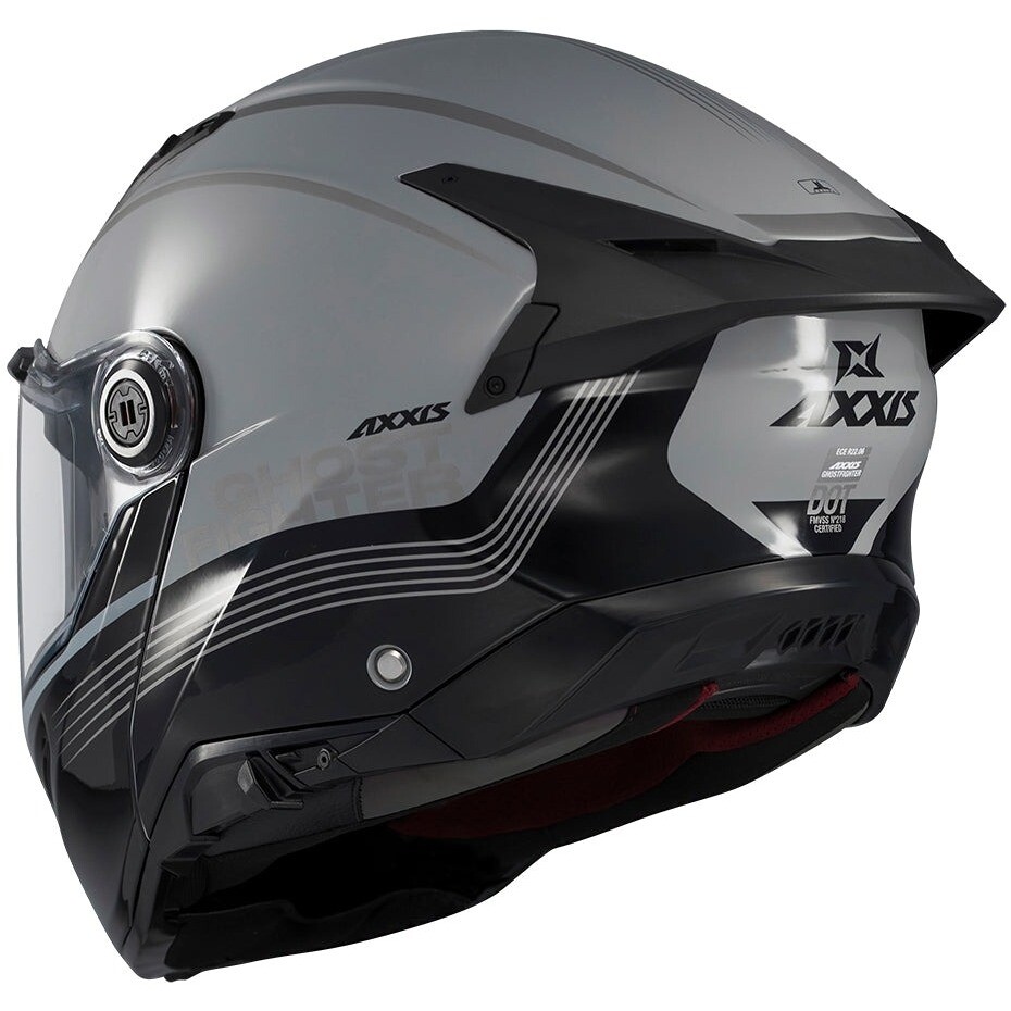 Casque de moto modulable Axxis FU409 SV Ghostfighter Bitone C2 Noir brillant Gris	