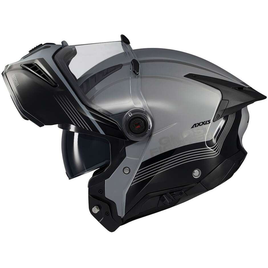 Casque de moto modulable Axxis FU409 SV Ghostfighter Bitone C2 Noir brillant Gris	