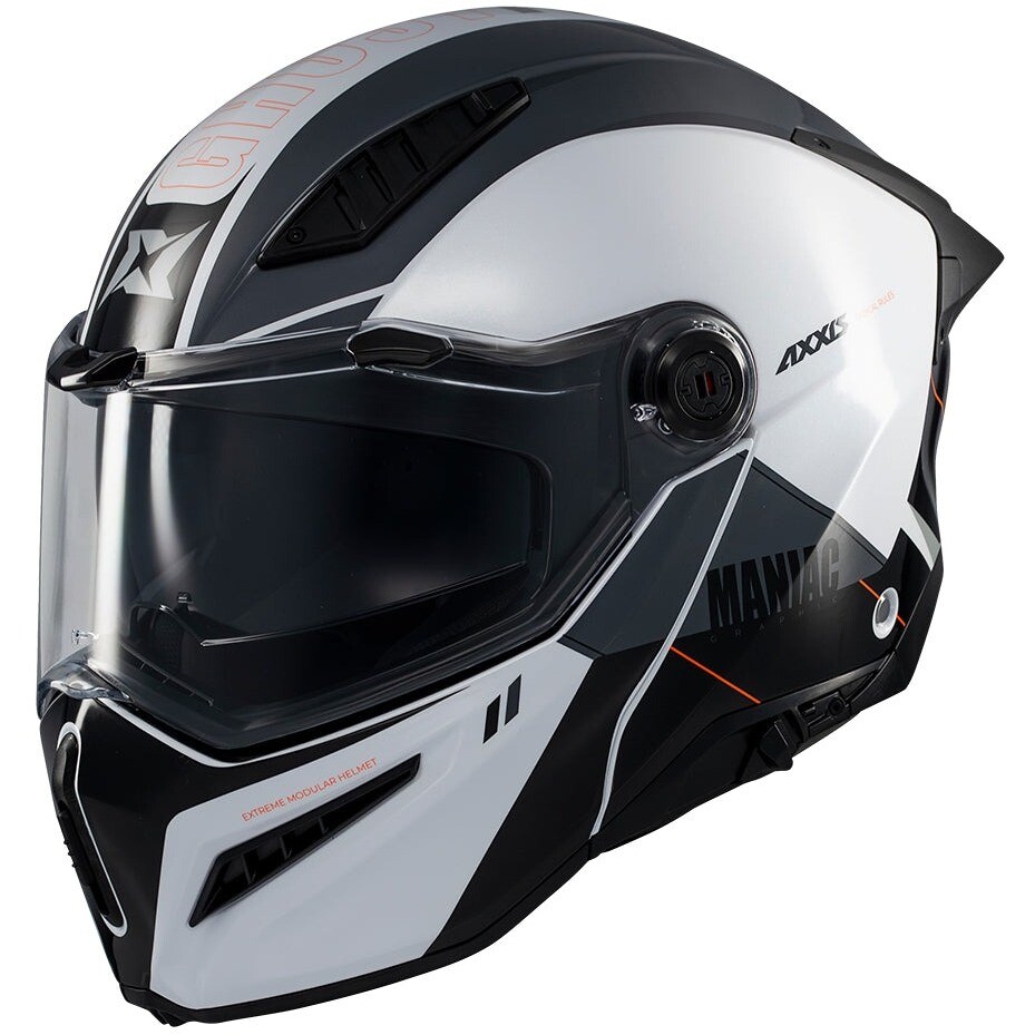 Casque de moto modulable Axxis FU409 SV Ghostfighter Maniac A2 Blanc Noir