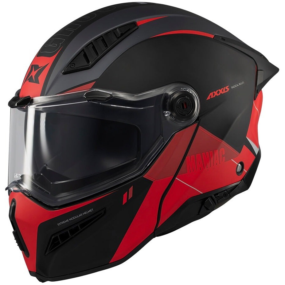 Casque de moto modulable Axxis FU409 SV Ghostfighter Maniac B5 Noir mat Rouge