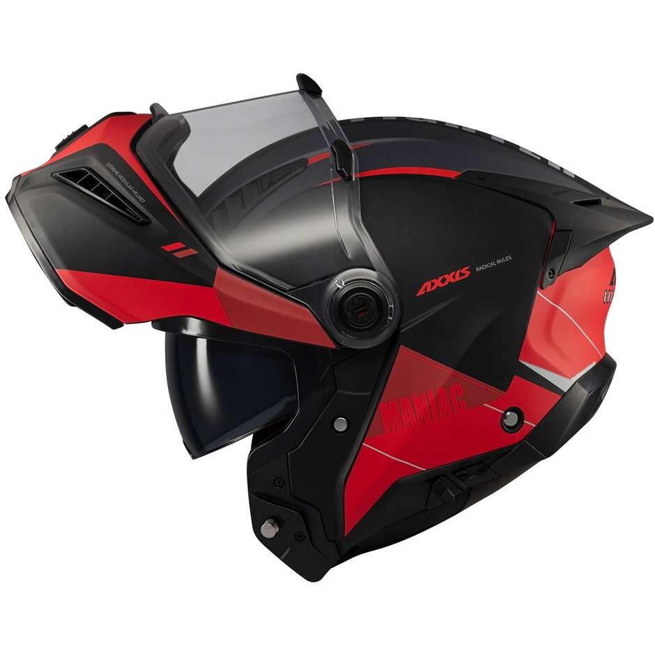 Casque de moto modulable Axxis FU409 SV Ghostfighter Maniac B5 Noir mat Rouge