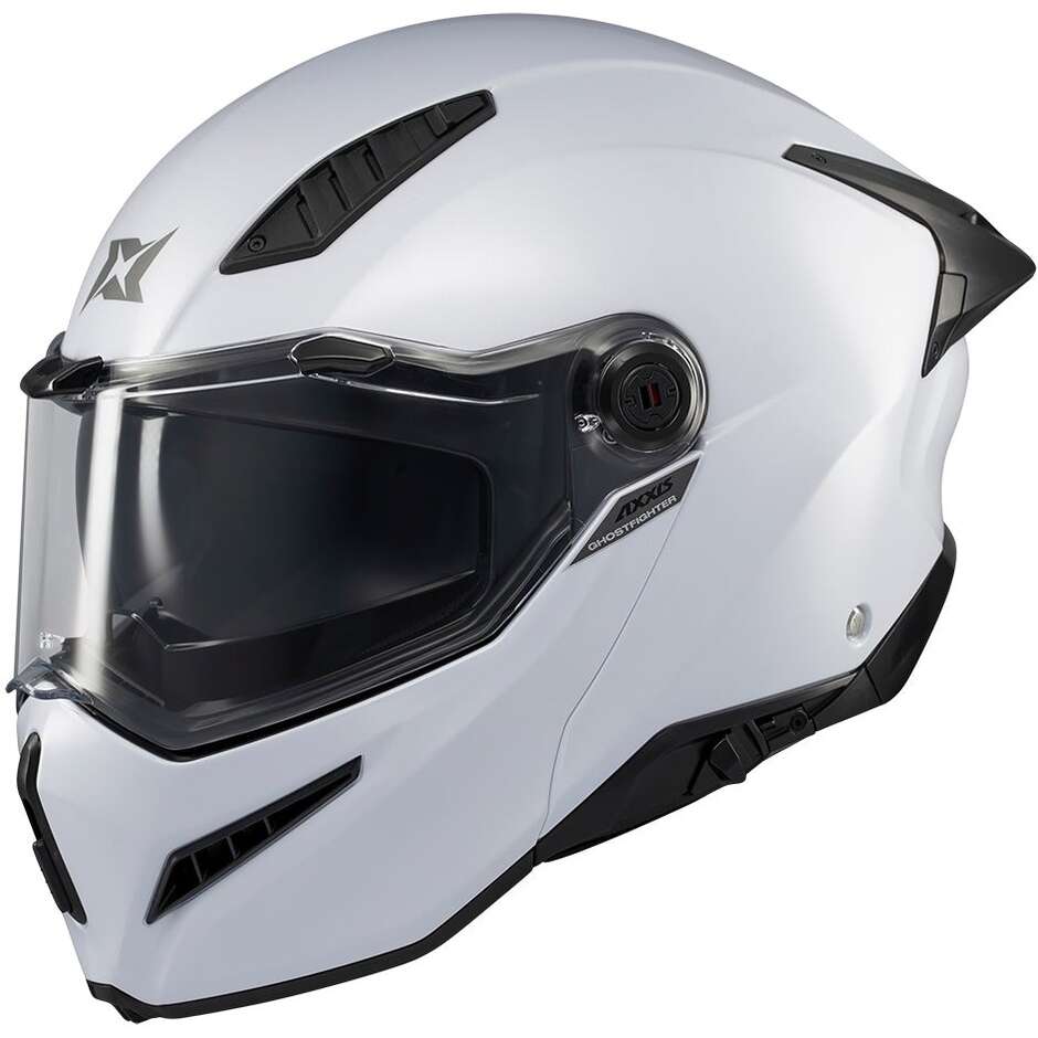 Casque de moto modulable Axxis FU409 SV Ghostfighter Solid A0 Blanc brillant