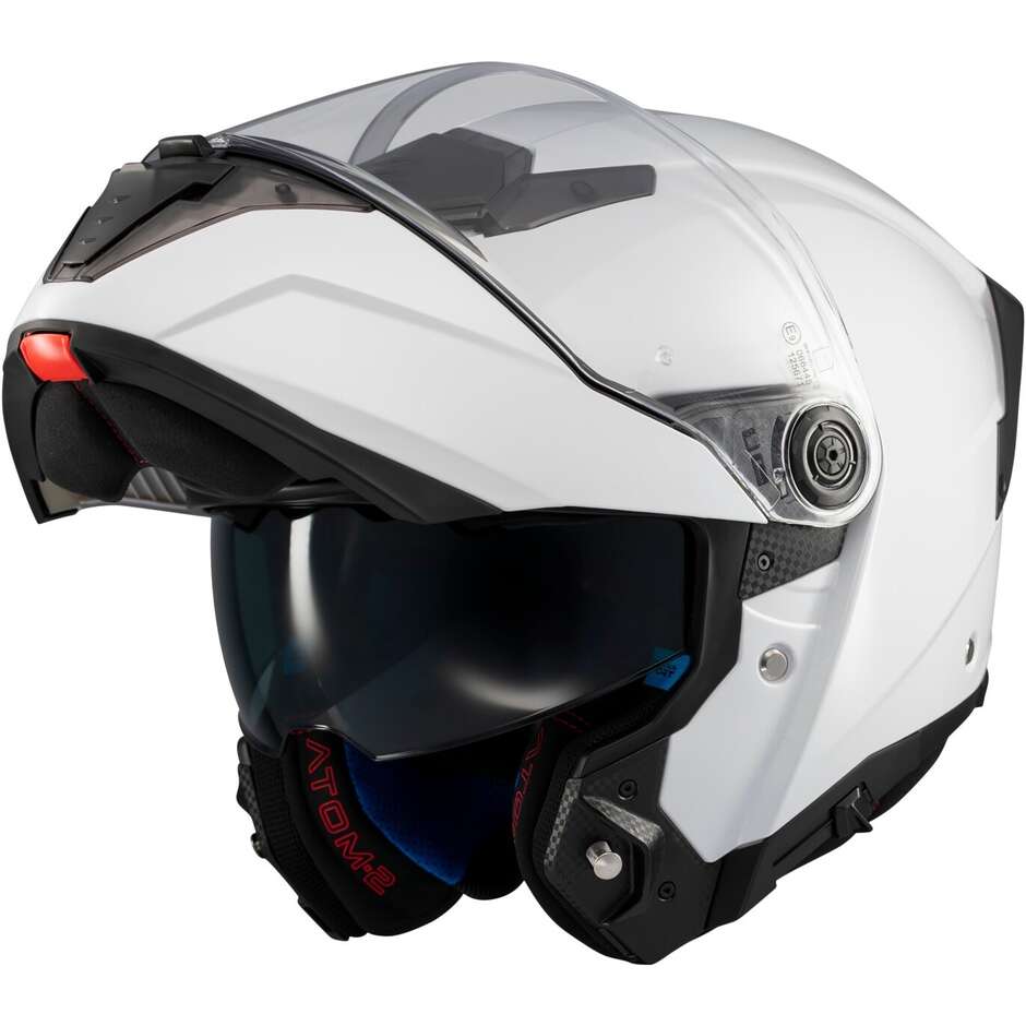 Casque de moto modulable MT Helmets ATOM 2 SV PURE A0 P/J Blanc brillant