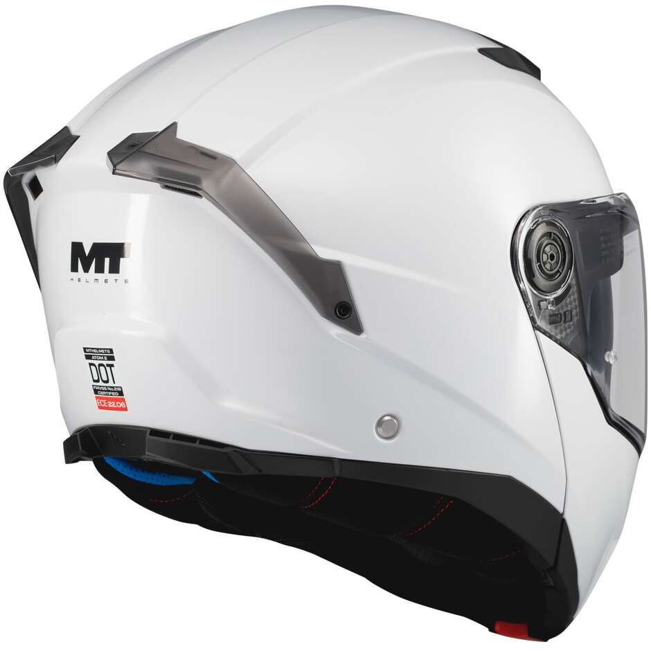 Casque de moto modulable MT Helmets ATOM 2 SV PURE A0 P/J Blanc brillant