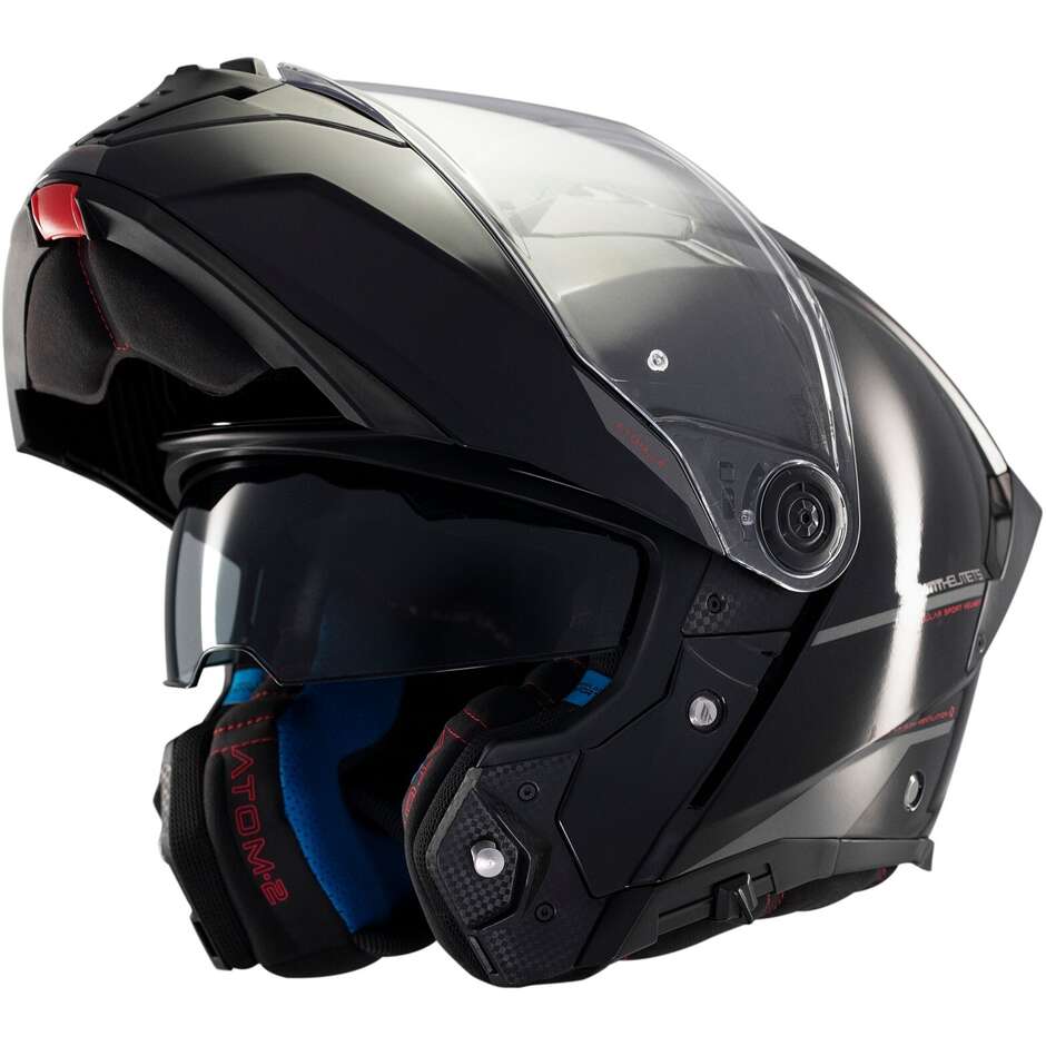 Casque de moto modulable P/J Mt Helmets ATOM 2 SV SOLID A1 Noir brillant