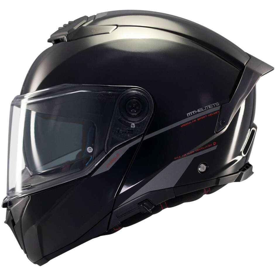 Casque de moto modulable P/J Mt Helmets ATOM 2 SV SOLID A1 Noir brillant