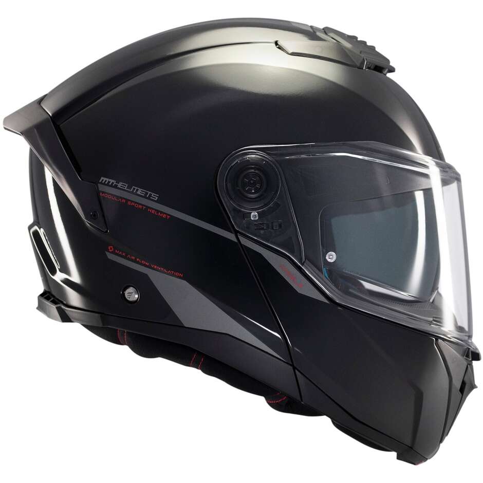 Casque de moto modulable P/J Mt Helmets ATOM 2 SV SOLID A1 Noir brillant