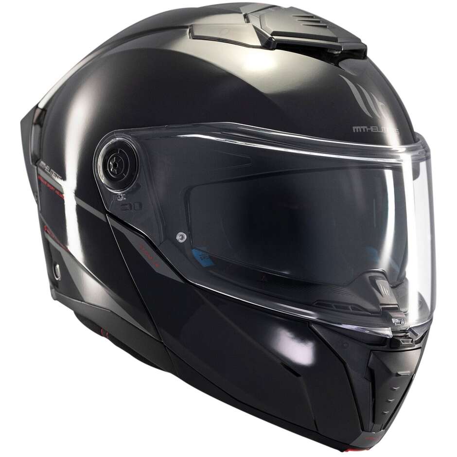 Casque de moto modulable P/J Mt Helmets ATOM 2 SV SOLID A1 Noir brillant