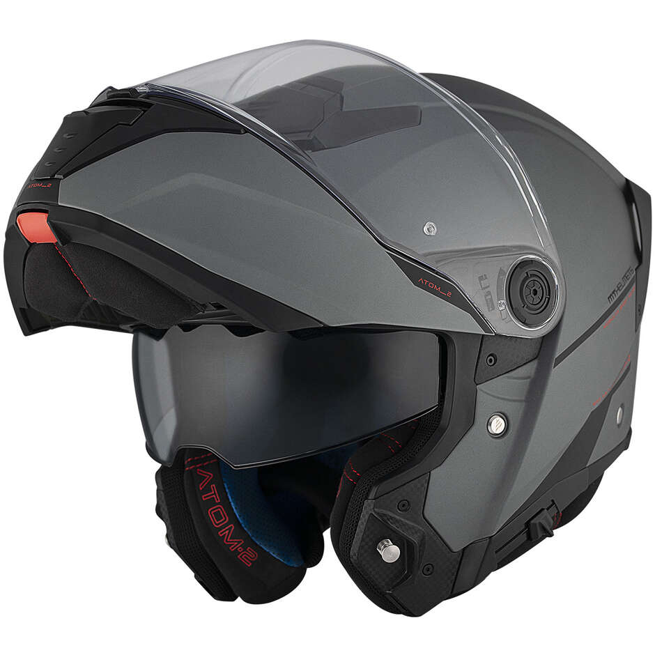 Casque de moto modulable P/J Mt Helmets ATOM 2 SV SOLID A2 Titane mat