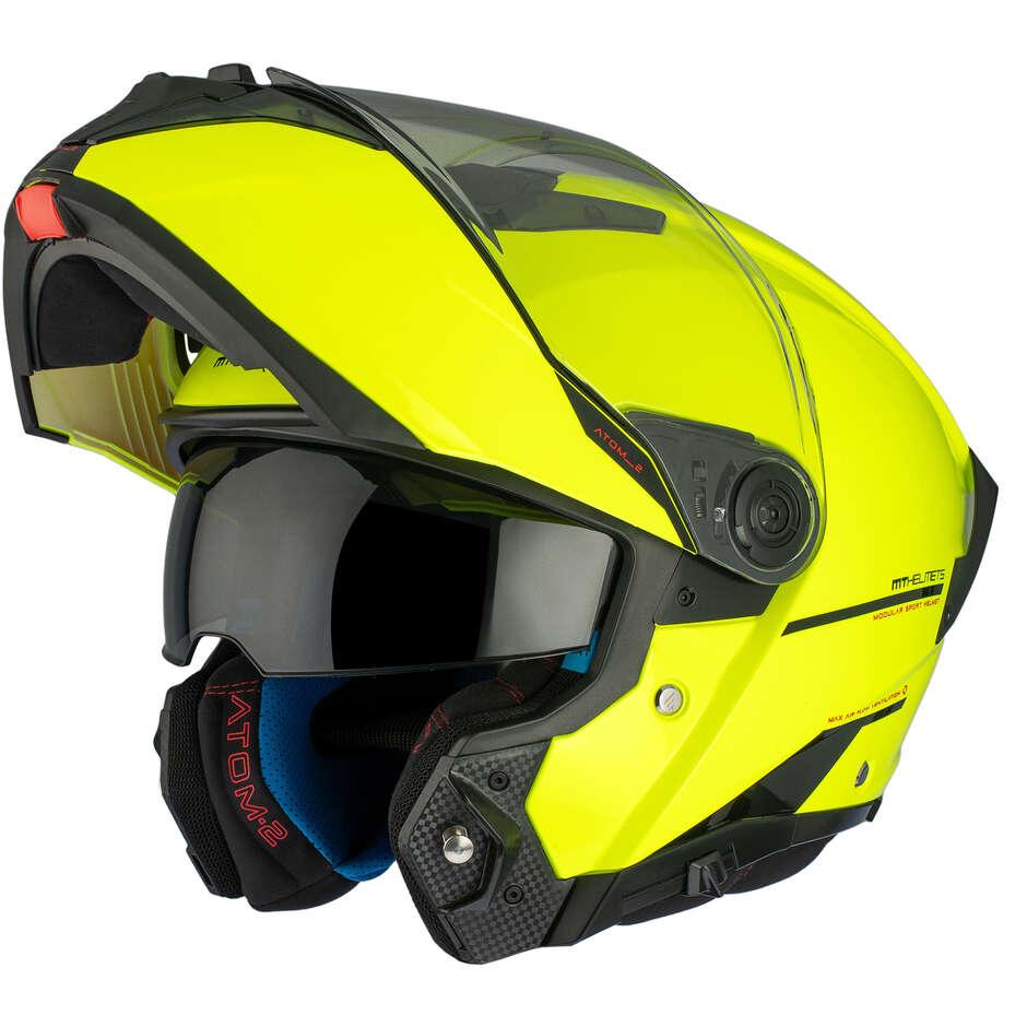 Casque de moto modulable P/J Mt Helmets ATOM 2 SV SOLID A3 Jaune fluo brillant