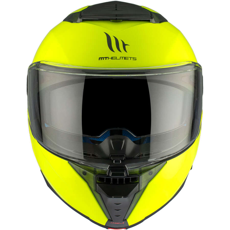 Casque de moto modulable P/J Mt Helmets ATOM 2 SV SOLID A3 Jaune fluo brillant