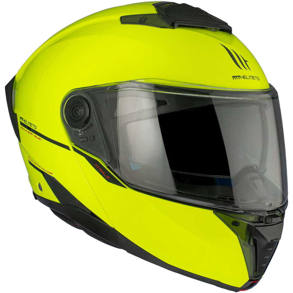 Casque de moto modulable P/J Mt Helmets ATOM 2 SV SOLID A3 Jaune fluo brillant