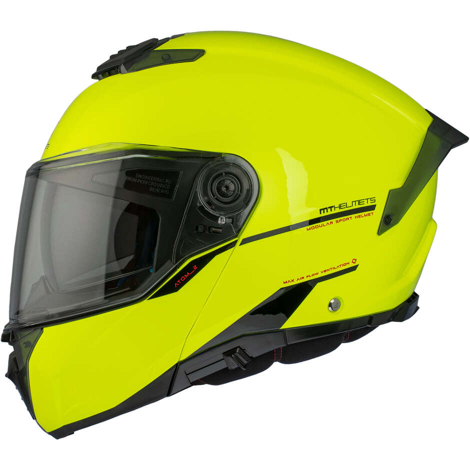 Casque de moto modulable P/J Mt Helmets ATOM 2 SV SOLID A3 Jaune fluo brillant