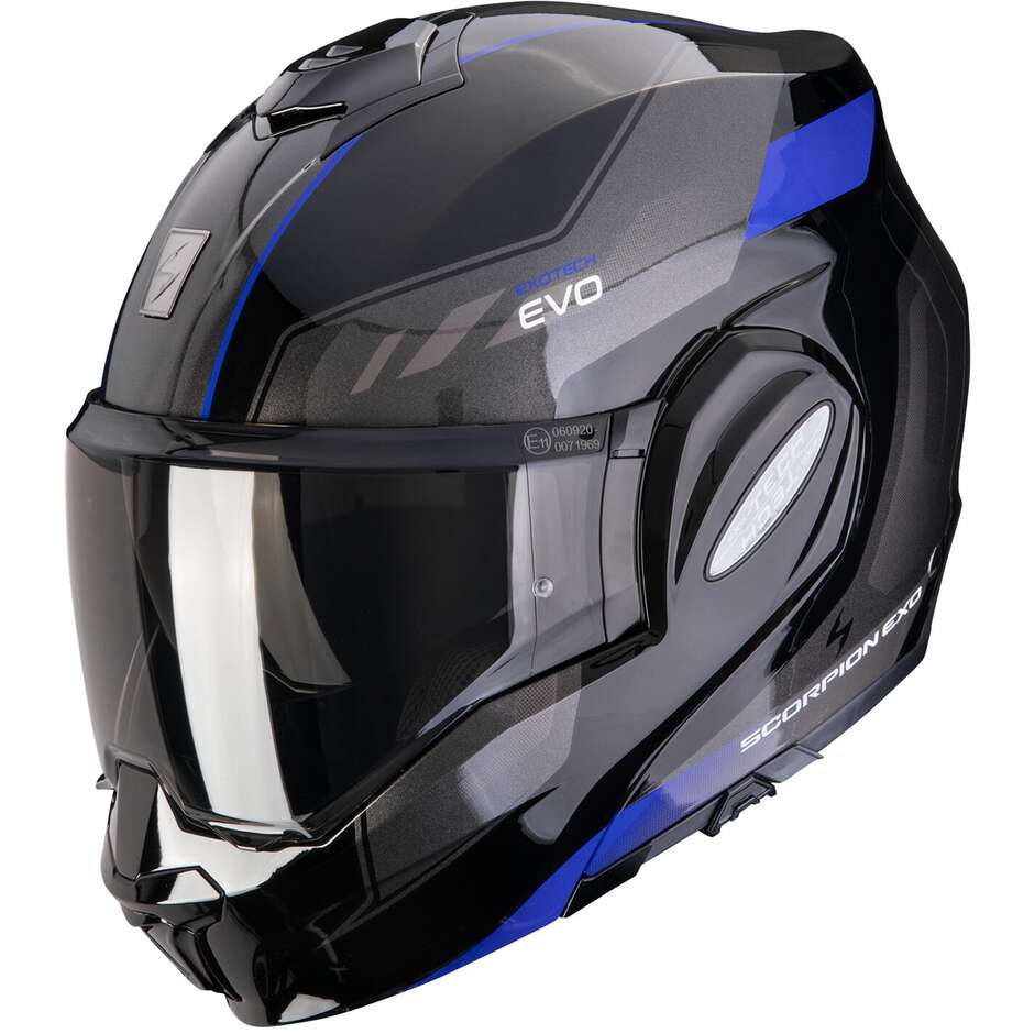 Casque de moto modulable Scorpion EXO-TECH EVO SOCIUS P/J Noir Bleu