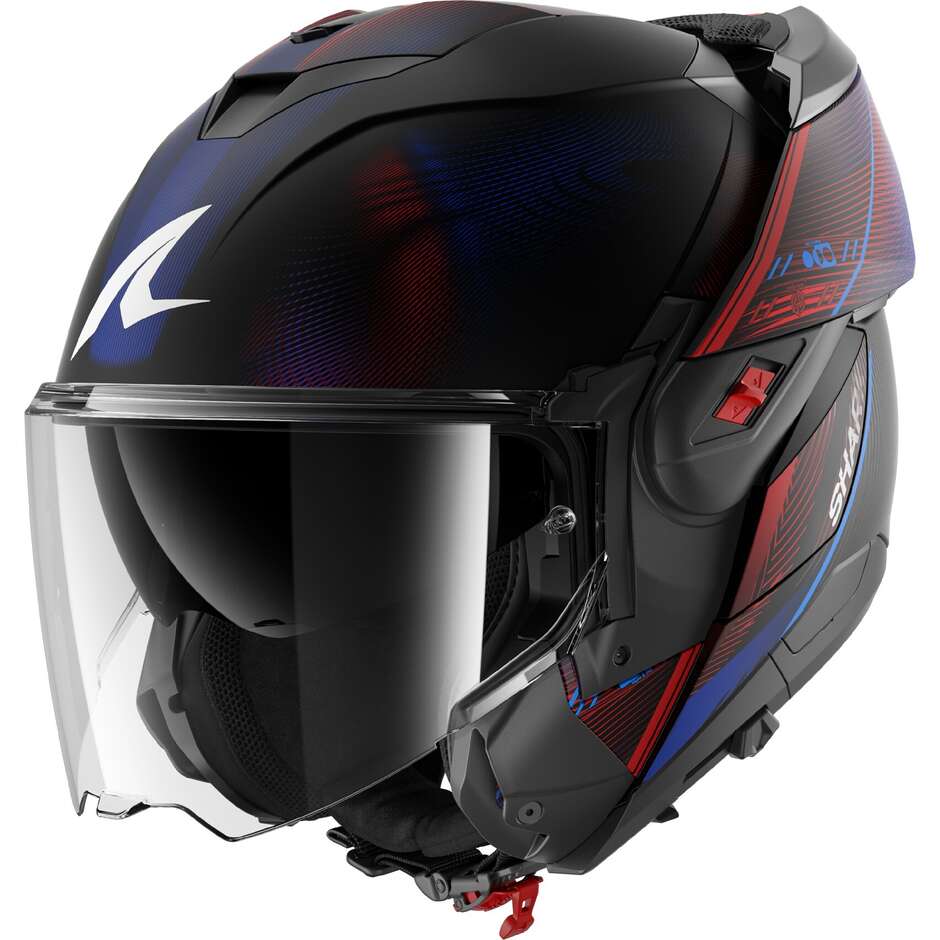 Casque de moto modulable Shark OXO SPEED-TECH Mat P/J Noir Bleu Rouge