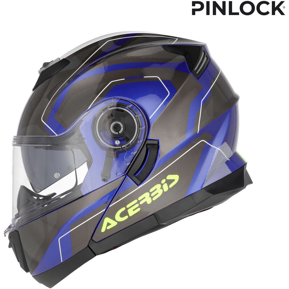 Casque de moto modulable à double visière Acerbis SEREL 22.06, bleu et jaune