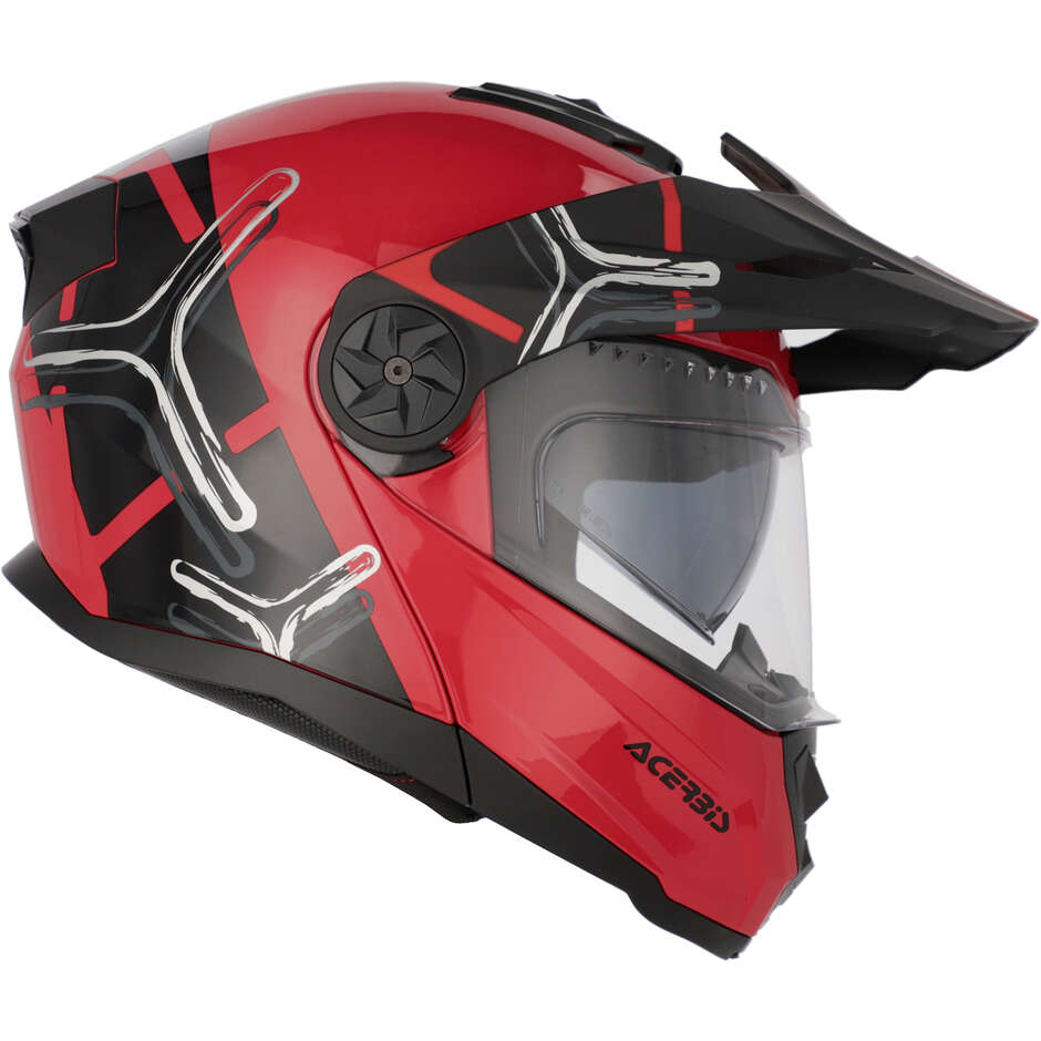Casque de moto modulaire Acerbis Rider P/J Multi rouge noir