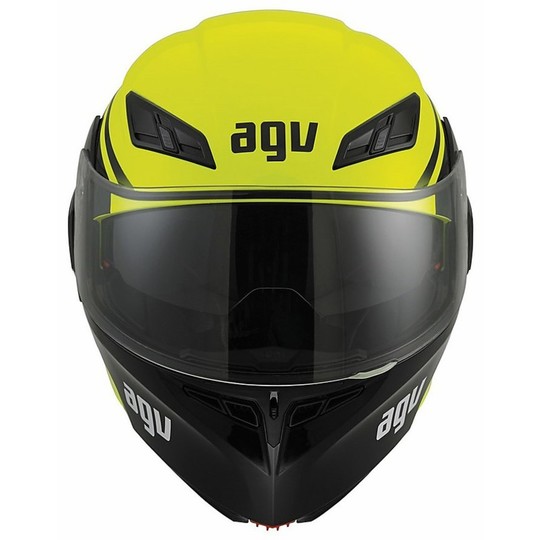 Casque de moto modulaire Agv Compact New Double Approval Multi Course Black Yellow Fluo