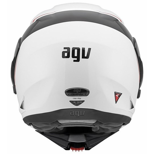 Casque de moto modulaire Agv Compact New Double Approval Multi Course White Red