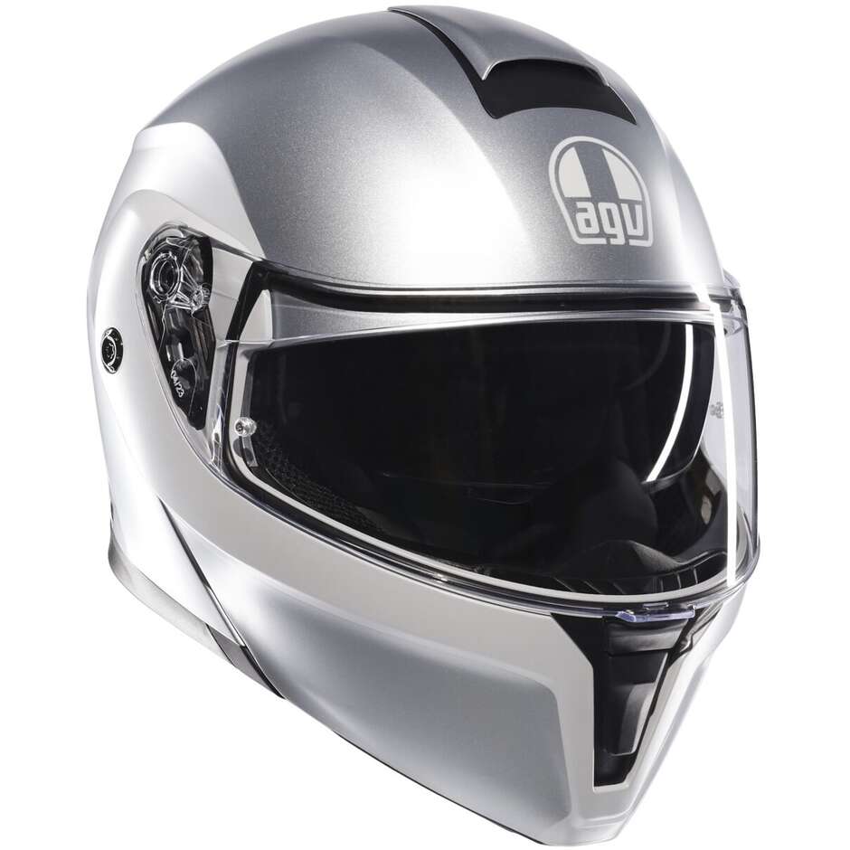 Casque de moto modulaire Agv STREETMODULAR LEVICO gris clair mat