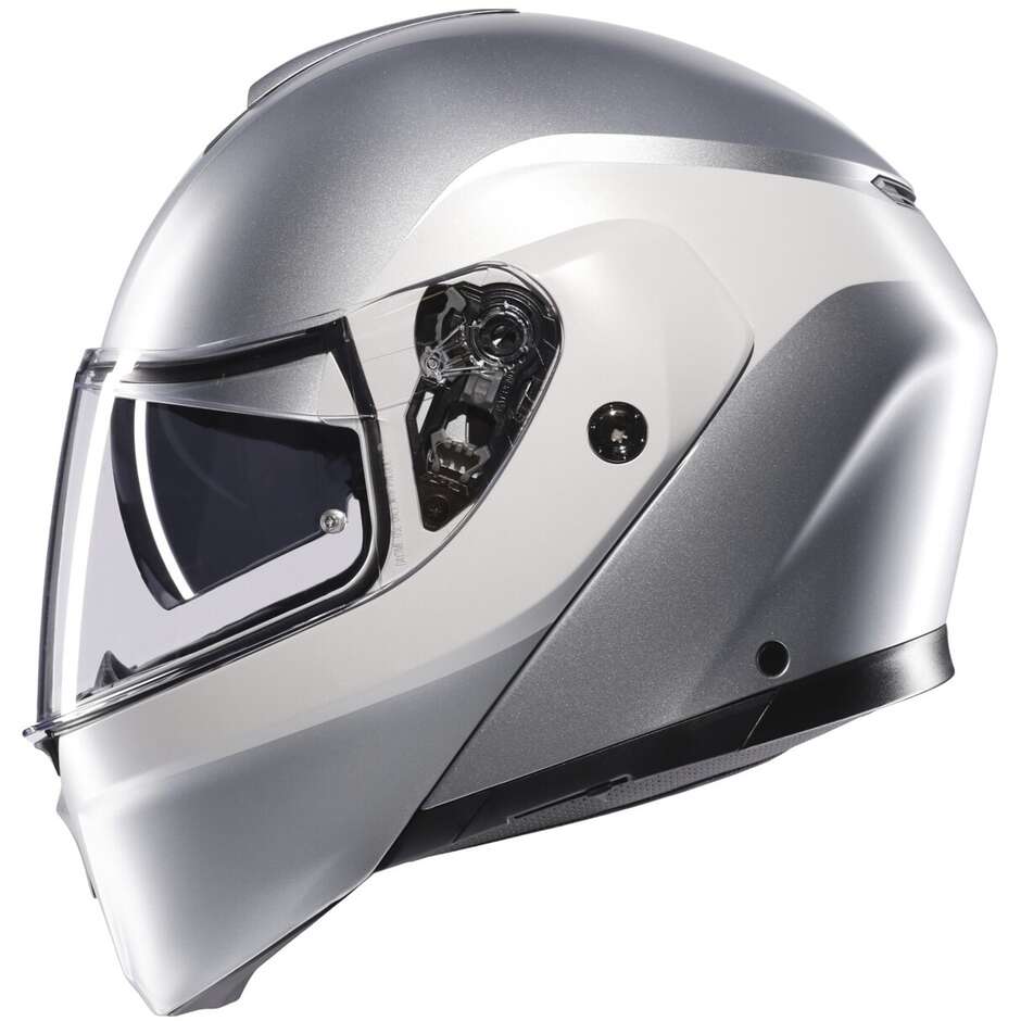 Casque de moto modulaire Agv STREETMODULAR LEVICO gris clair mat