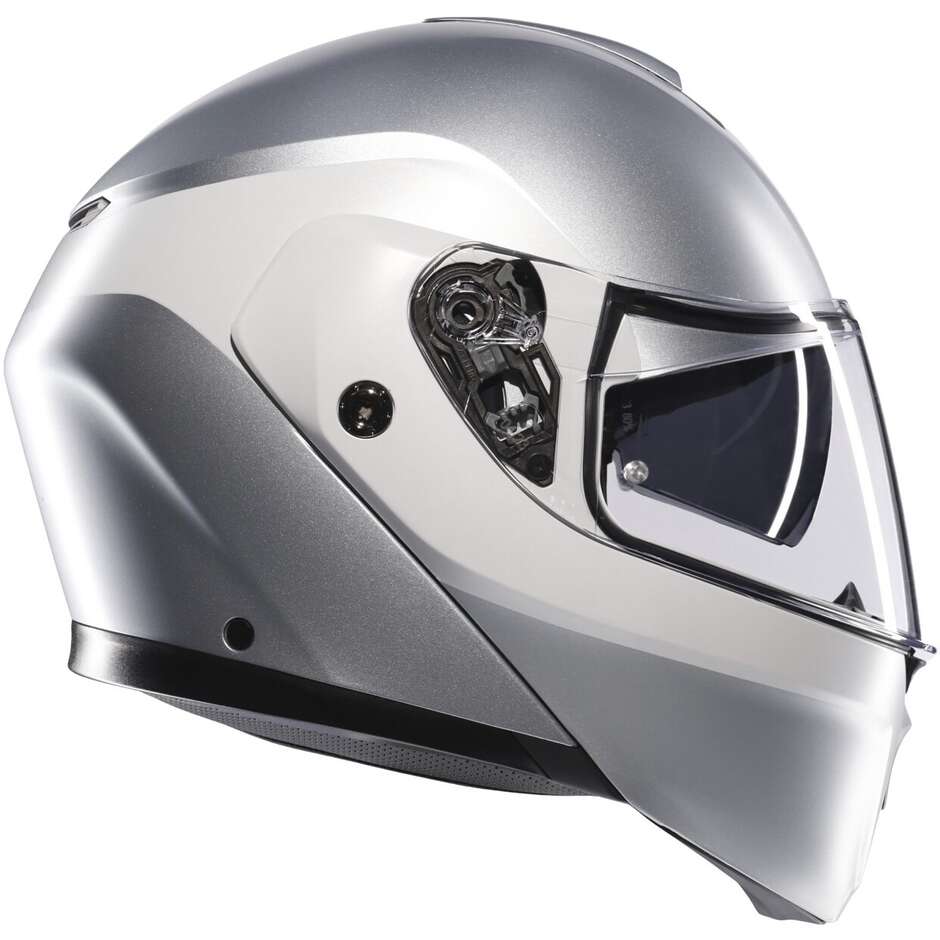 Casque de moto modulaire Agv STREETMODULAR LEVICO gris clair mat