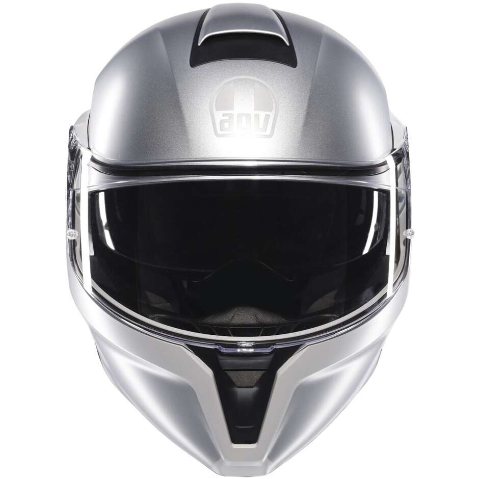 Casque de moto modulaire Agv STREETMODULAR LEVICO gris clair mat