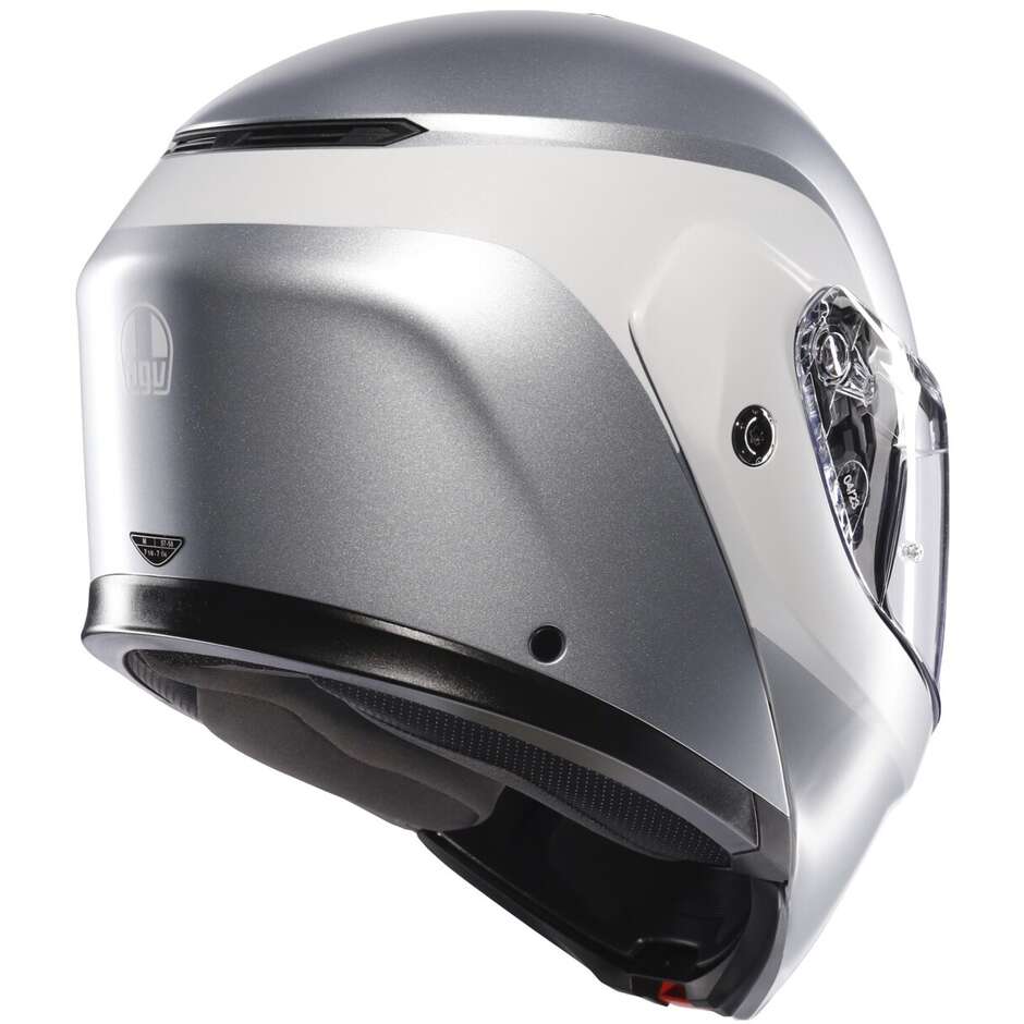 Casque de moto modulaire Agv STREETMODULAR LEVICO gris clair mat
