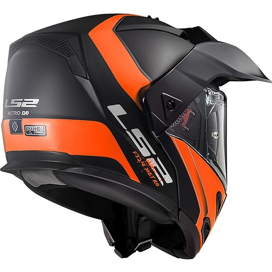 Casque de moto modulaire approuvé P / J Ls2 FF324 METRO EVO Rapid Black Matt Orange